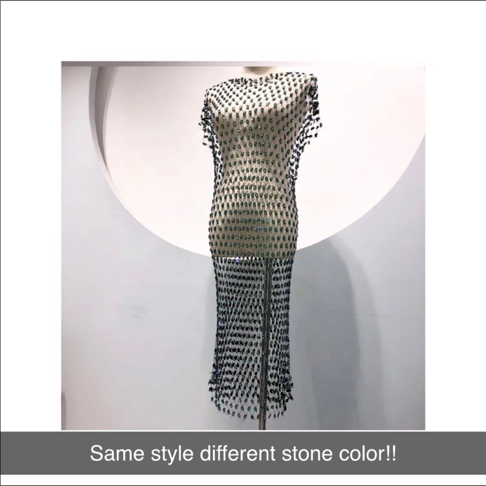 💎NWT white/gold stone colored embellished dress💎